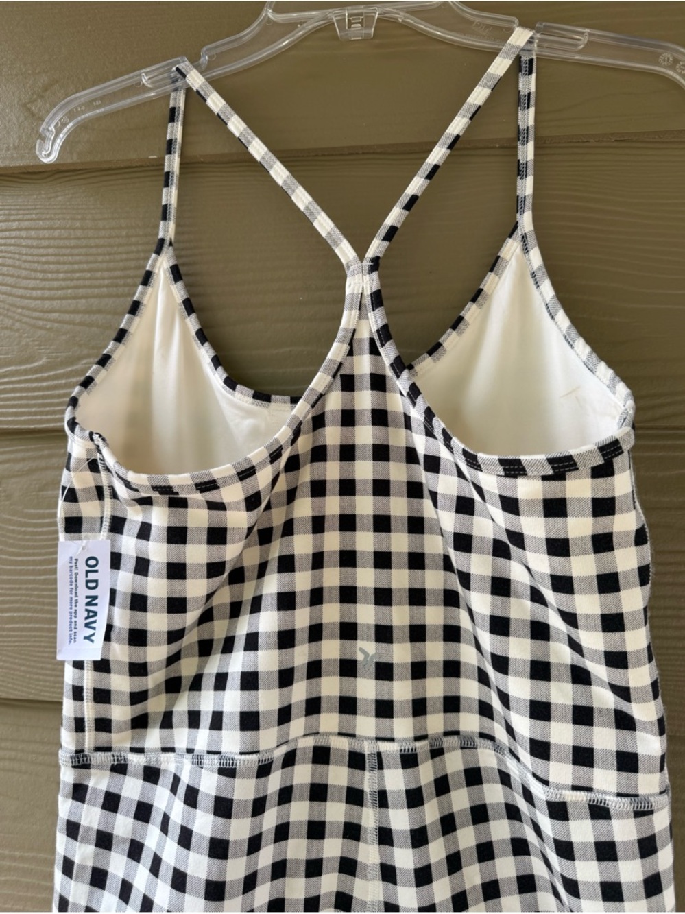 OLD NAVY Power Chill Black White Gingham Bodysuit Romper Size L - Picture 10 of 15